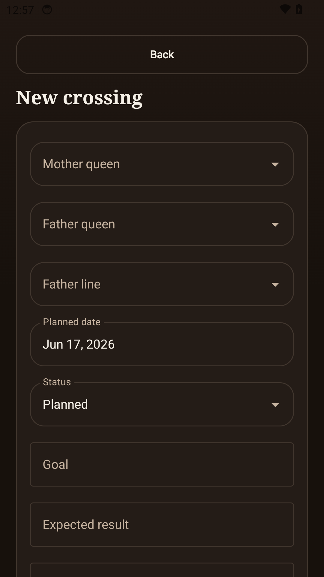 New crossing form inside Beekeeper Genetics